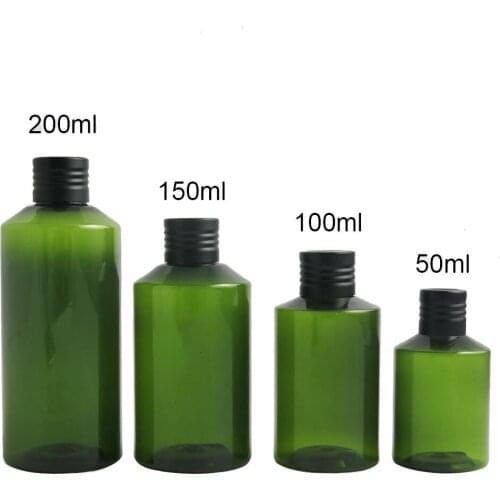 5oz 150ml 200m30pcs/lot l Amber Green PET Plastic Bottle Lotion Cream Hair Oil Cosmetic Bottle With Black Cap and Insert Plug