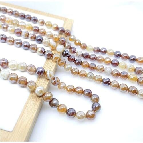 6mm-12mm Natural Gemstone Electroplating Colorful Color Agate Round Faceted Beaded Bracelet Jewelry Making Wealth Healthy Energy
