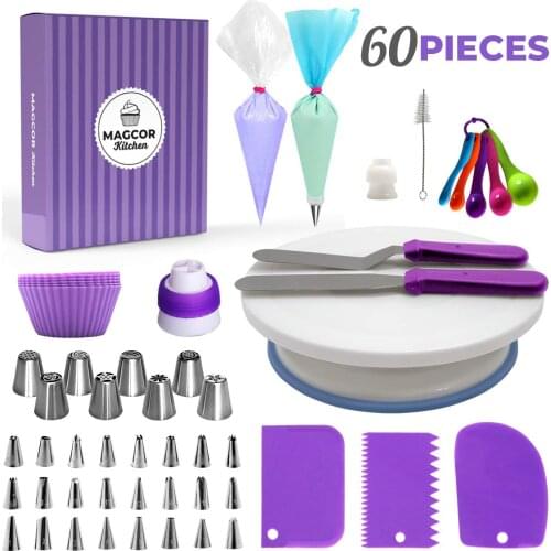 60-Piece Cake Turntable Set Decorating Turntable Decorating Mouth Tool Set Silicone Bag Baking DIY Cake Tools
