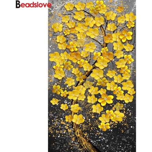 DIY Diamond Embroidery Round square Diamond Golden Fortune Tree landscape Full Diamond painting cross stitch,needlework