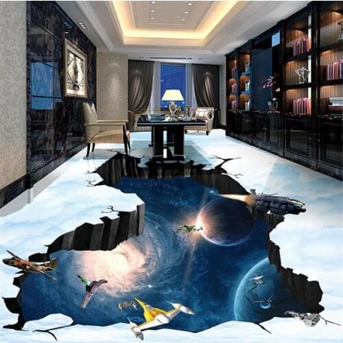 Beibehang Custom 3D flooring square mall aisle stickers creative decoration stickers bedroom astronauts large 3D floor wallpaper