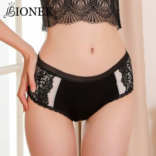 BIONEK Womens Cotton Underwear Solid Color Cut Lace Panties for Lady Hipster Brief Panty Mid-Waist Underwear