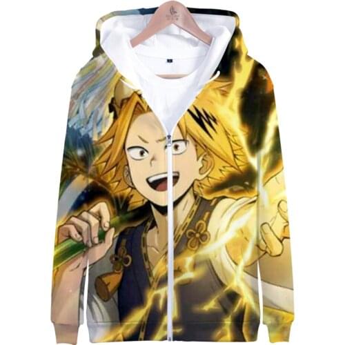 Brand Design spring Autumn My Hero Academia denki kaminari 3D printed Zipper Hoodies boy/girls sweatshirt Men/Womens Jacket coat