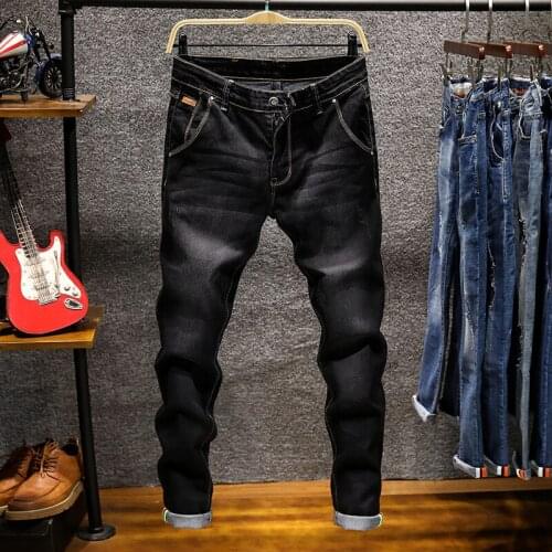 Fashion Skinny Jeans Men Zipper Fly Slim Fit Denim Joggers Stretch Male Jean Pencil Pants Blue Mens Jeans Fashion Casual Hombre