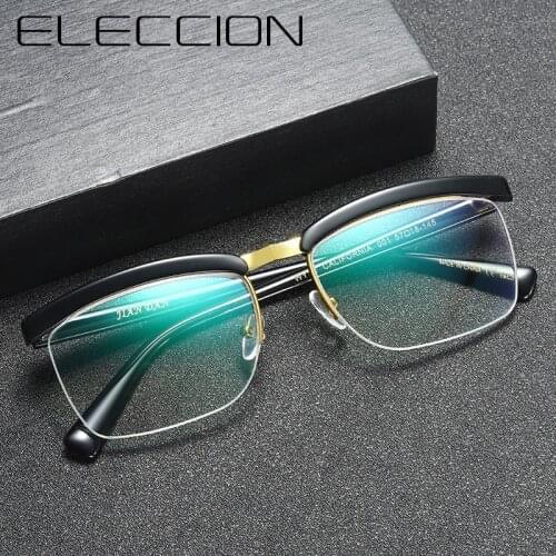 ELECCION Eyebrow Eyewear Rimless Glasses Frame Men Quality New Male Rectangle Myopia Optical Prescription Eyeglasses