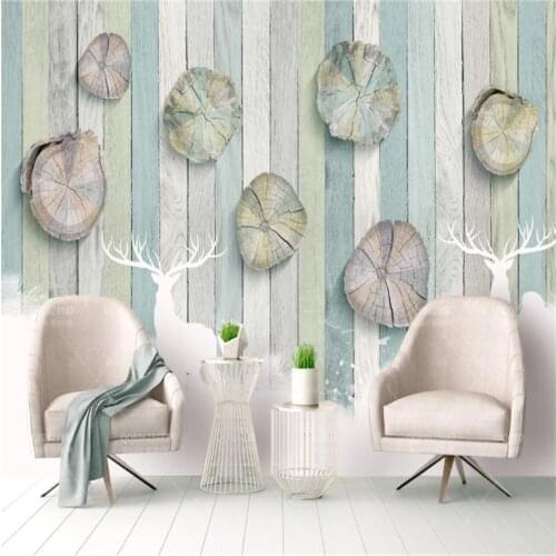 Custom Mural Wallpaper Retro Wood Grain Annual Ring Elk Color TV Background Wall Painting
