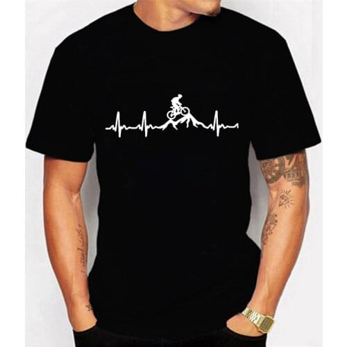 Mountain Bike Heartbeat Biking Print Mens T-shirts Casual Print 2021 Summer Short Sleeves BLACK Tshirt Tees Plus Size Camiseta