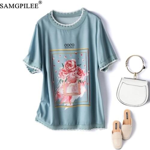 Summer T-shirt For Women 2021 New Fashion O Neck Print Thin Korean Clothes Thin Plus Size Chiffon Funny T Shirts Woman 4XL