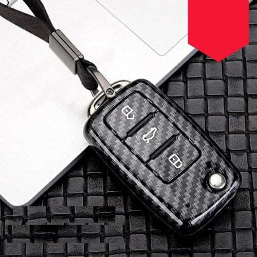 Glossy Carbon fiber ABS Car Key Case Cover For Volkswagen Golf Bora POLO Passat For Skoda Octavia A5 Fabia SEAT Ibiza Leon