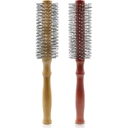 Hot Brush Wood Round Comb Nylon Teeth Brush Salon Curly Comb Unisex Anti Static Hairdressing Styling Tool Comb