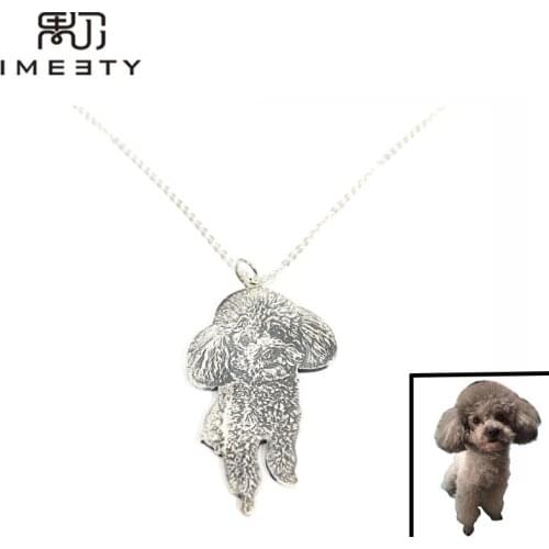 IMEETY custom pet necklace dog cat charm pendant in silver handmade dogs or cats photo personalized pet picture necklace gifts