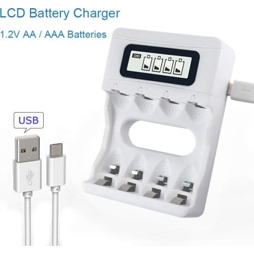 Intelligent LCD Display AA AAA Battery Charger For Ni-Cd Ni-Mh Rechargeable Batteries USB Interface Smart Chargers US/EU Plug
