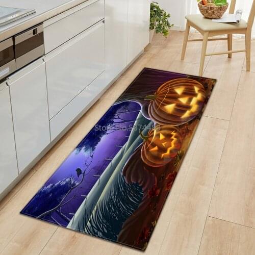 Halloween Pattern Kitchen Mat Bedroom Entrance Doormat Hallway floor Decoration Mat Living Room Carpet Home Bathroom Flannel Rug