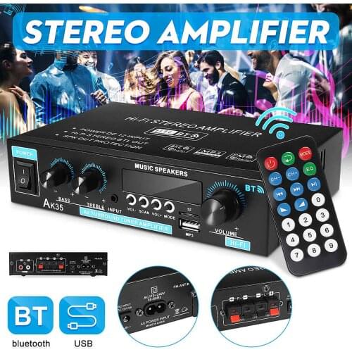 800W Stereo Remote Control Surround Sound Multifunctional Digital Amplifier Dual Channel Mini HIFI Support TF Card bluetooth 5.0