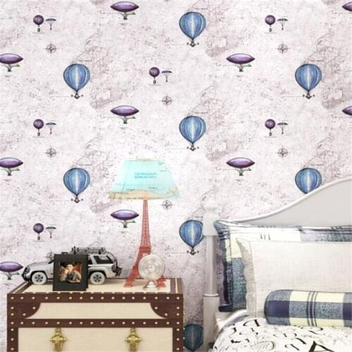 Beibehang Fashion Decorative mural Kids Room Boy 3d Wallpaper Sailing Map Hot Air Balloon Bedroom 3d Wall paper carta da parati