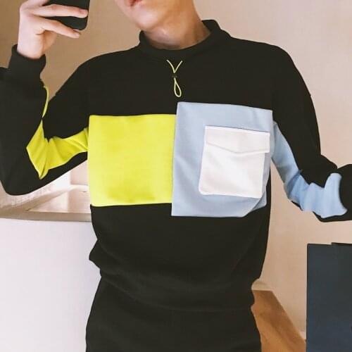 Spring Patchwork 2020 Pullover Long Sleeve Hoodies Shirt Men Hip Hop Pocket Casual Fashion Streetwear Sweatshirt Sudadera Hombre