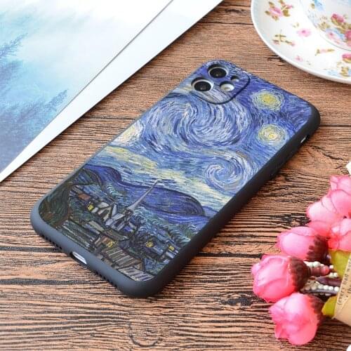 For iPhone Starry Night Gifts Vincent Van Gogh Classic Masterpiece Print Soft Matt Apple iPhone Case