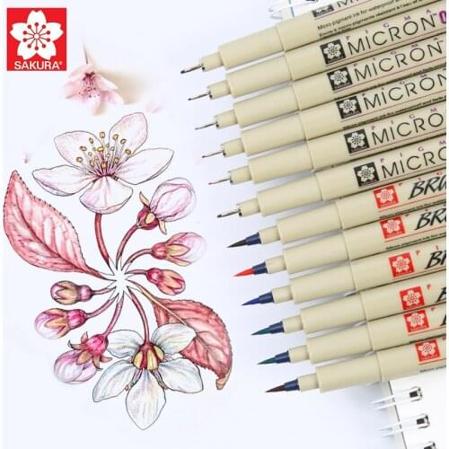 Sakura Pigma Micron Fine Line Pen Set 3/4/9 Assorted Colors Professional Art Marker Manga Comic Pro Liner Brush Pen Drawing Kit