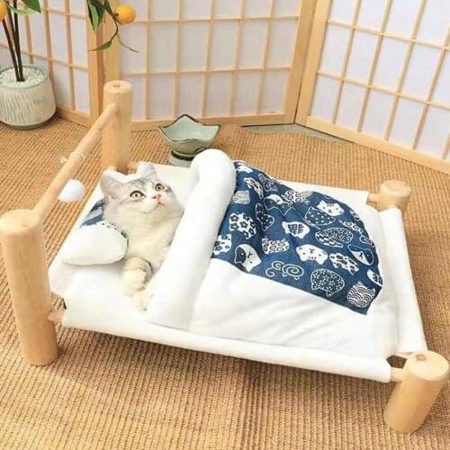 Cat Litter Wooden Pet Cat Bed Cat Hanging Beds Comfortable Pet Hammock Soft Small Dog Bed Washable Kennel Pet Beds Supplies