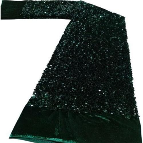 New Velvet Sequins African Lace Fabrics 2021 Embroidered High Quality Black Green Nigerian Velvet French Tulle Lace Fabric Lace