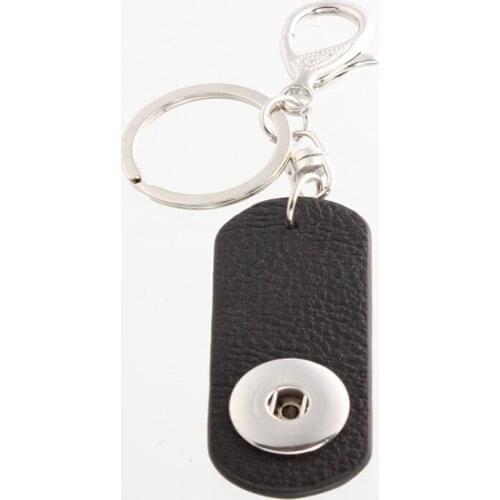 Wholesale Key chain Leather Snap Jewelry Interchangeable Ginger Snap Key Chain Key Rings Black Real Leather Key Chain 12pcs