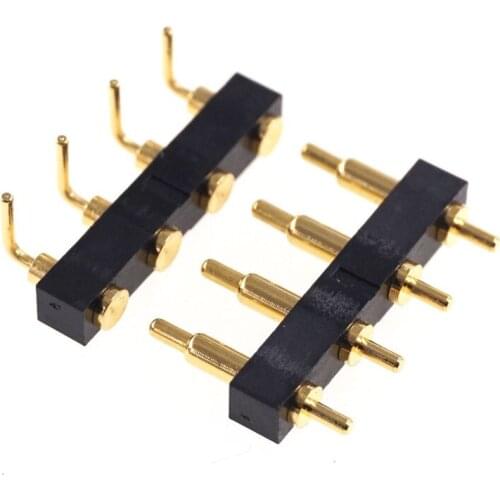 10 pcs Male Female Spring Loaded Pogo pin connector 4 PIN Pitch 4.0 mm Target Pad Through Holes PCB Solder 2A 36V Contact Probe