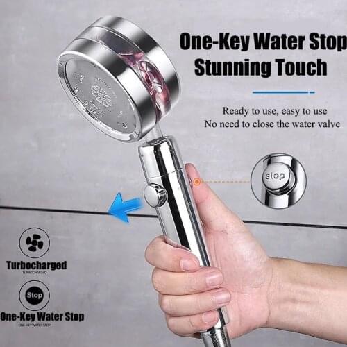 Adjustable 360 Degrees Rotating Hand Shower Head Double-Sided Turbocharged Shower Head Shaking Head With Switch On/Off Button