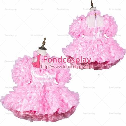 Sissy maid satin dress lockable Uniform cosplay costume Tailor-made[G3784]