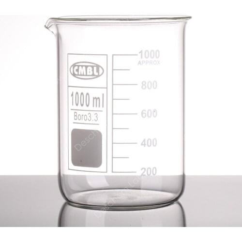 1000mL Glass Beaker,1L Low Form Beakers,One Litre,Borosilicate 3.3 Glassware