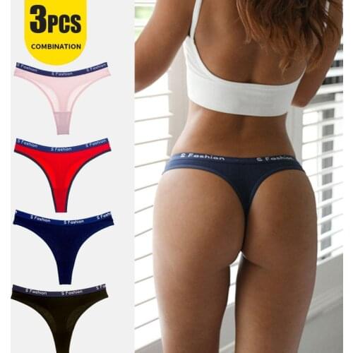 3pcs Ladies Panties Thong Sexy Briefs Cotton Sports Wind Letter Wide Waist Low Waist Seamless Briefs Thong G String for women