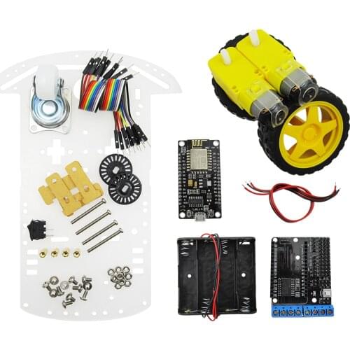 2wd rc wifi smart car kit L293D by ESP-12E for esp8266 esp 12e diy rc toy remote control by phone Lua nodeMCU+motor shield+car