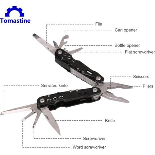 12 in 1 Portable Multifunction Folding Combination Pliers Wire Cutting EDC Multitool Pocket Tools Scredriver Bits