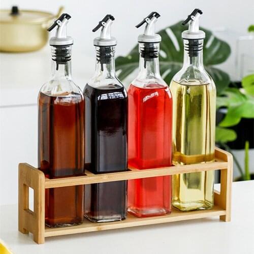 2/3/4PCS 500ml 18oz Glass Oil Bottle Transparent Dispenser Pourer Bottles Kitchen Cooking Storage Tools Container & Storage Rack