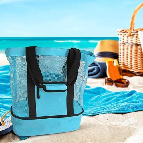 2 in 1 Cooler Picnic Bag Beach Bag Oversized Lightweight Mesh Beach Tote Bag Summer Storage Travel For Outdoor Beach ALI88