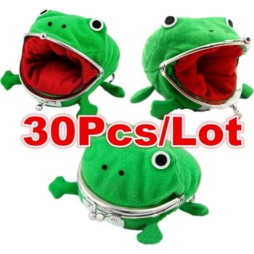 30Pcs/Lot Cartoon Frog Wallet Key Chain Key Ring Anime Cartoon Wallet Coin Purse Keyring Manga Flannel Wallet Cute Purse Coin
