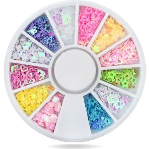 3D Glitter Nail Art Sequins,500pcs/set Mix Designs Acrylic UV Gel Nail Decorations,diy Manicure Nail Accessories