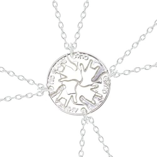 4 Pcs Set Best Friends Necklace Hip Hop Dance Gesture Stitching Round Pendant Men And Women Charm Friendship Jewelry Gift Hot