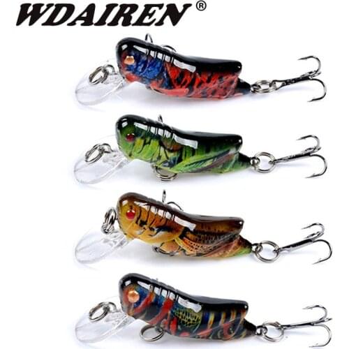 4pcs insect fishing lures set road simulation grass hopper fishing bait squid 45mm 3.5g Artificial Hard bait Fishing Tackle
