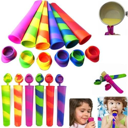 6pcs/set Summer Popsicle Maker Lolly Mould Kitchen DIY Food-Grade Silicone Frozen Ice Cream Pop Mold Kitchen Tool