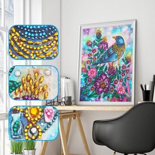 Special Shaped Diamond Painting 5D DIY Flower Bird Pattern Diamond Cross Stitch Animal Bird Embroidery Needlework Gifts Shine