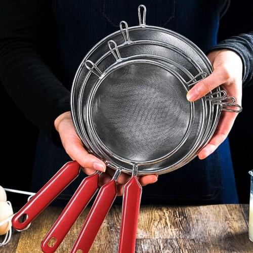 Large Stainless Steel Wire Fine Mesh Sieve Oil Strainer Flour Filter Sieve Filter Spoon Kitchen Dining Bar Pastry Accessories