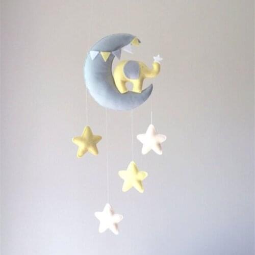 Baby Crib Non-woven Moon Stars Wind Chime Toys Kids Room Ceiling Mobile Hanging Decorations Shower Gifts