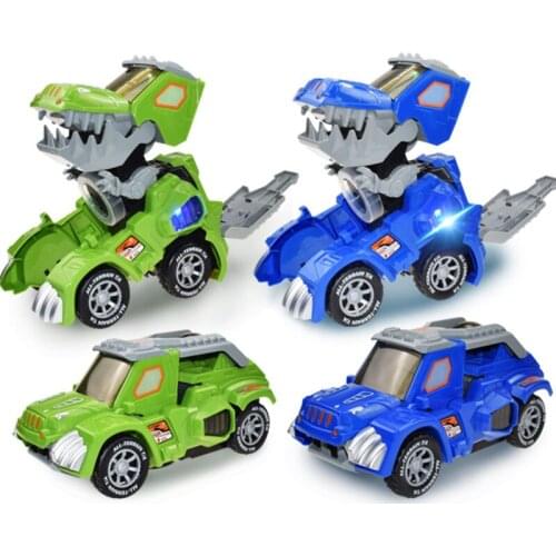 Kids Dinosaur Car Toys Auto Deform Transfiguration Vehicle Model Electric Dino LED Light Music Boys Children Birthday Gifts