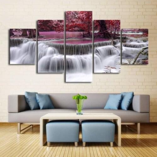 Canvas Wall Art Landscape Waterfall Lake Painting Poster and Print Nature Pictures Colorful Wall Art for Home Office Decoration