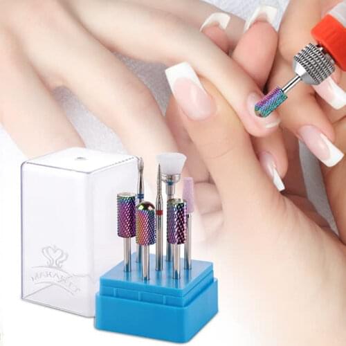 Makartt Nail Drill Bit Set B-25 Tungsten Carbide Diamond Ceramic Acrylic Nail Drill Bits 7Pcs Remove Acrylic Nails Gel Polish
