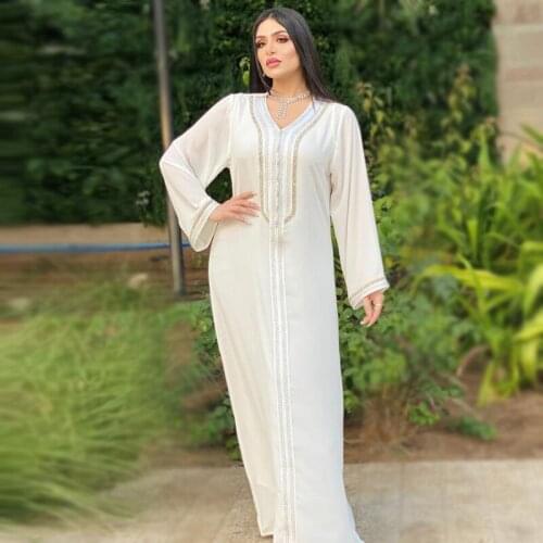 Maxi Dreeses Eid 2021 New White Long Sleeve Jalabiya Fashion Muslim Turkish Arabic Clothes+Vest Dubai Abaya Dress Set for Women
