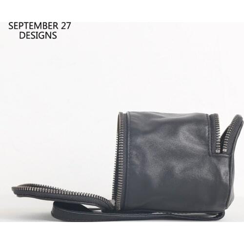 New Fashion Mini Storage Hand Bag Genuine Cow Leather Luxury Handmade Small Clutch Bags Casual Travel Organizer Cosmetic Pack