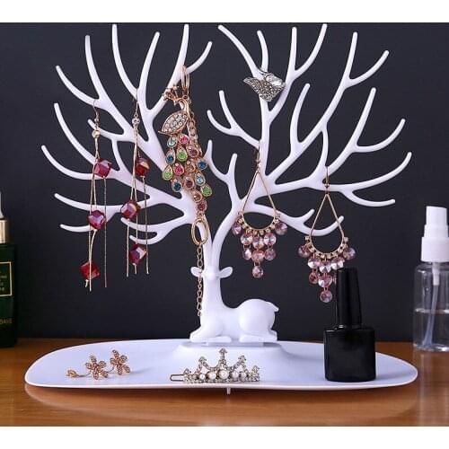 Fashion Jewelry Pendant Earrings Necklace Display Stand Charm Deer Head Shaped Jewelry Display Stand Organizer Makeup Decoration