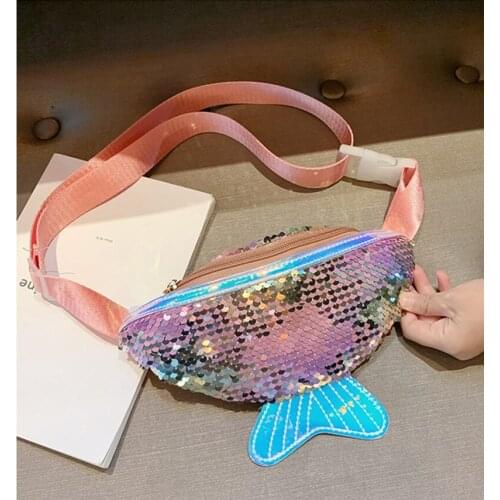 Fashion Sequins Fanny Pack Girls Shoulder Belt Bags Kids Waist Packs New Trend Belt Bag Chest Bag Children Waist Bag