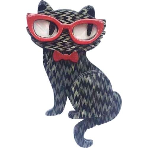 Gentleman Cat Brooch Pin Cat White Bow Tie Men Brooches Gift Jewelry